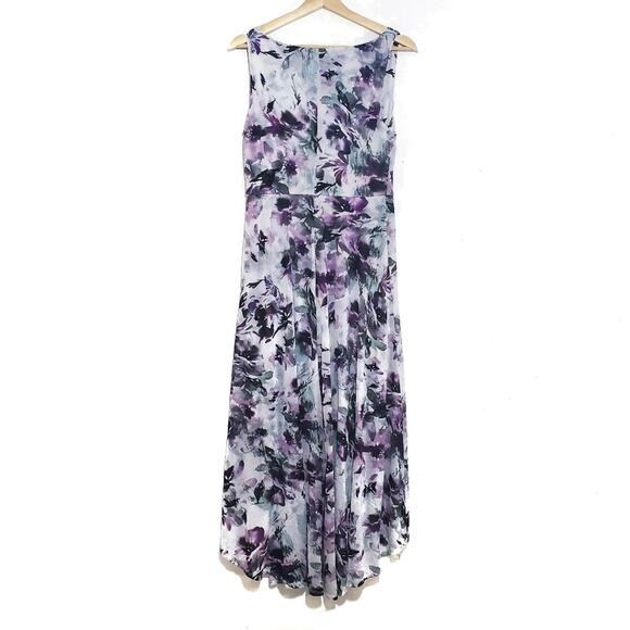Simply Vera | Floral Gathered Chest Floral. High Low Midi Dress - Picture 3 of 7